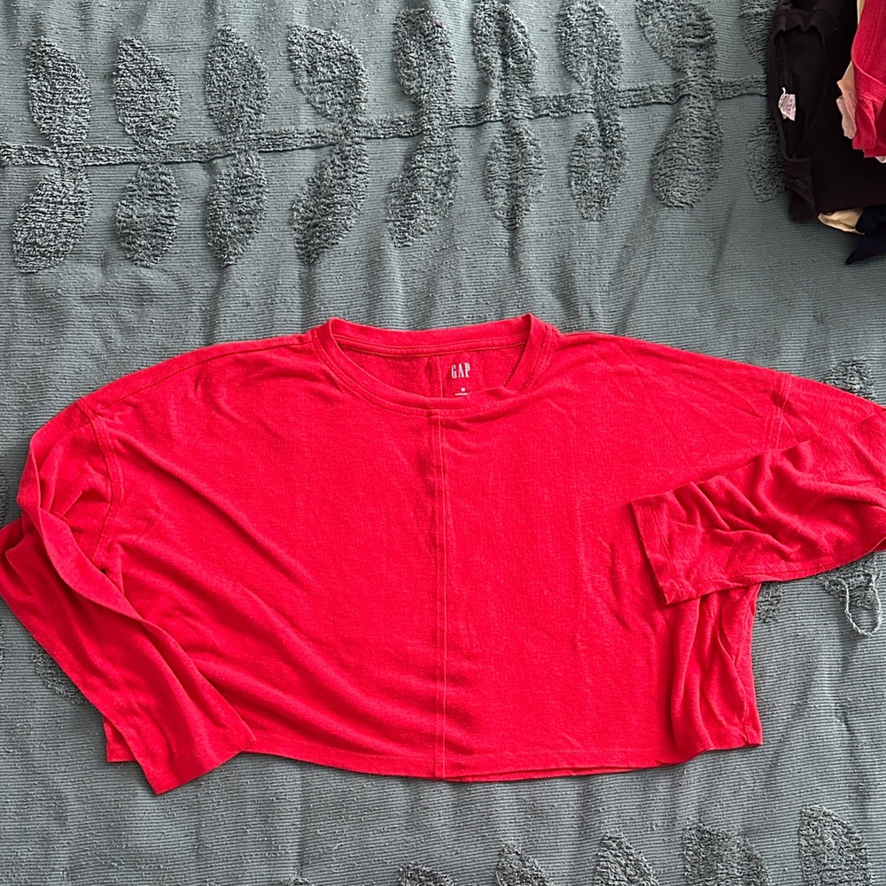 Gap linen blend long sleeve crop medium